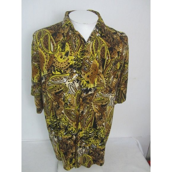 Brian Brothers vtg 1990s Men shirt PAISLEY s/s p2p 24.5 M rayon colorful as is - Picture 3 of 10